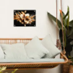 Bloemen - Goud - Graffiti - Zwart - Abstract tuinposter los doek klein -sfeer7
