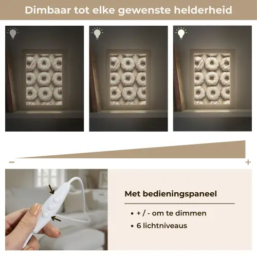 Donuts - Chocolade - Wit - Beige Light Box met kabel (Tafellamp) klein -USP_dimbaarNL