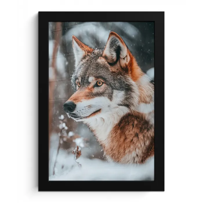Wolf - Sneeuw - Winter - Dieren - Natuur - Sneeuw fotolijst zwart zonder passe partout klein -3d