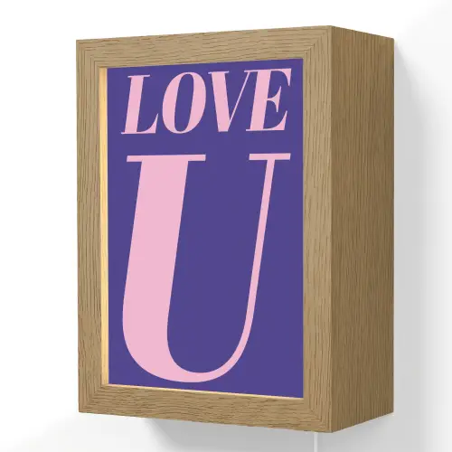 Love - Blauw - Valentijn Light Box met kabel (Wandlamp) klein -3d