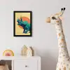 Triceratops - Cirkel - Oranje - Hoorns fotolijst zwart zonder passe partout klein -usfeer4_kinderkamer