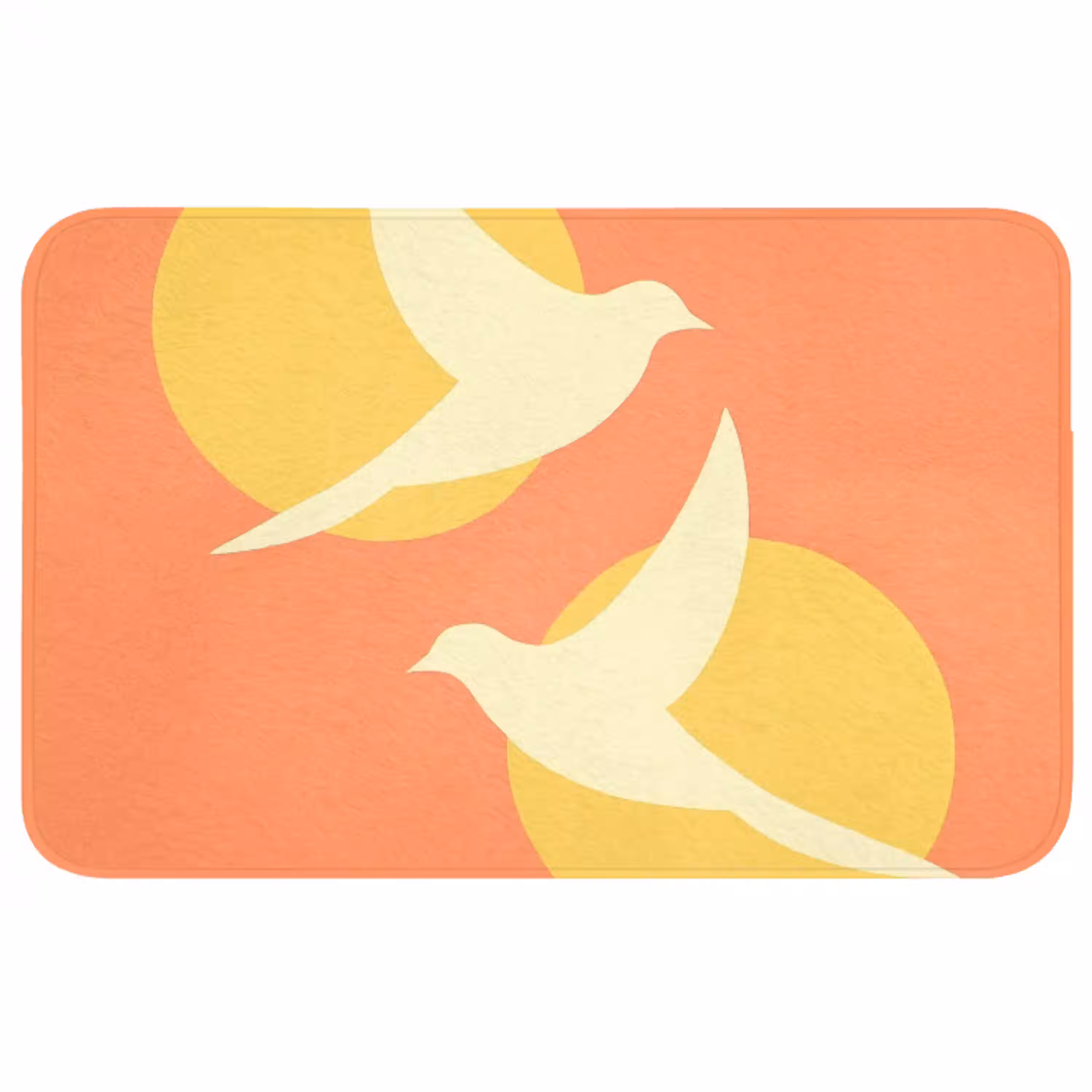 Vogels - Cirkels - Geel WCmat middel -3d