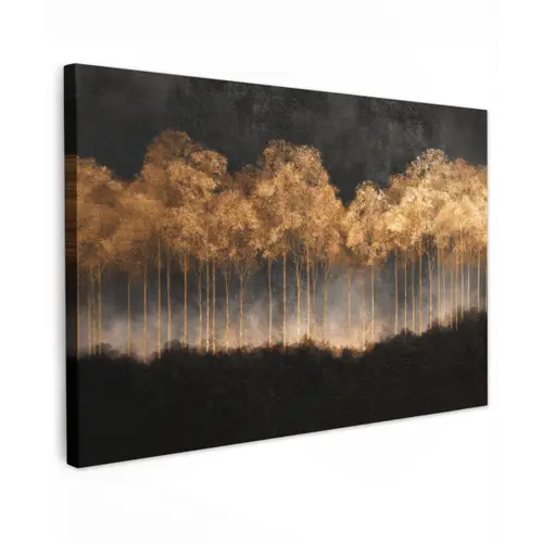 Gouden Bomen in Mistig Landschap canvas 2cm klein -z3d