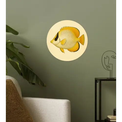 Ovaal - Vis - Geel - Schubben Wandcirkel behangsticker klein -sfeer2