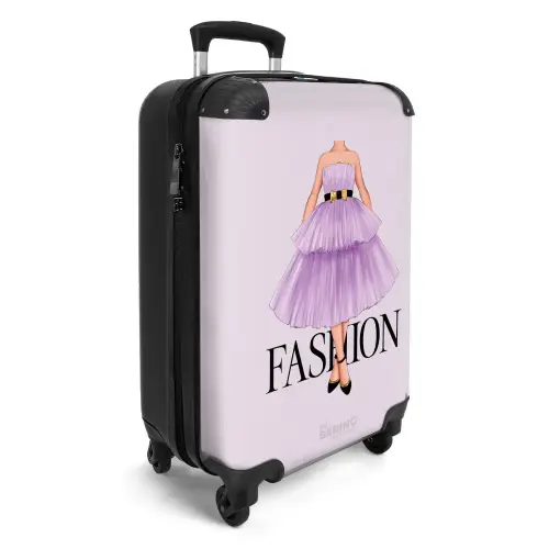 Fashion - Paarse jurk NBS - Handbagage koffer - Kinderen Unisex middel -productfoto_3d