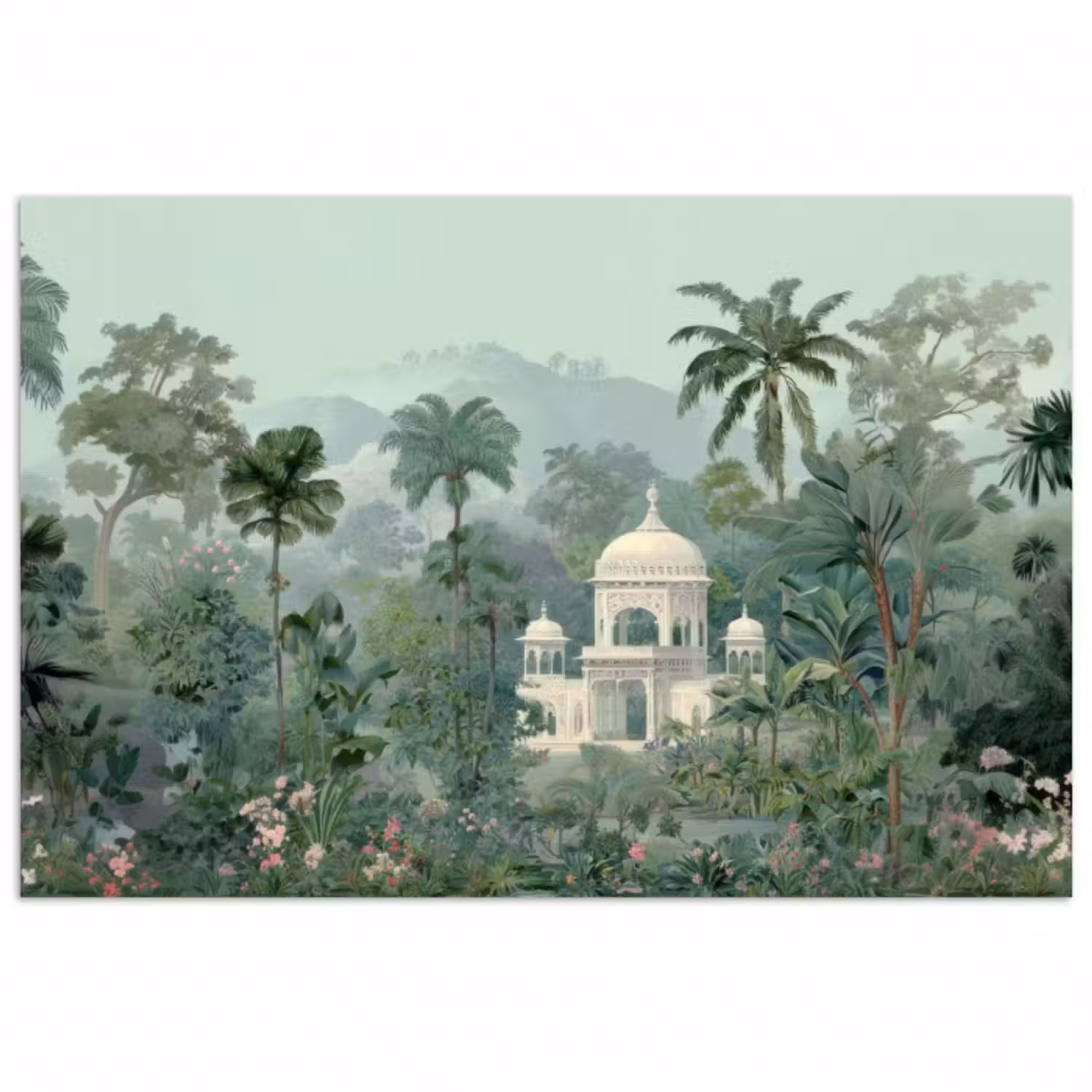 Poster - Tropischer Garten - Kuppelgebäude - Blumen