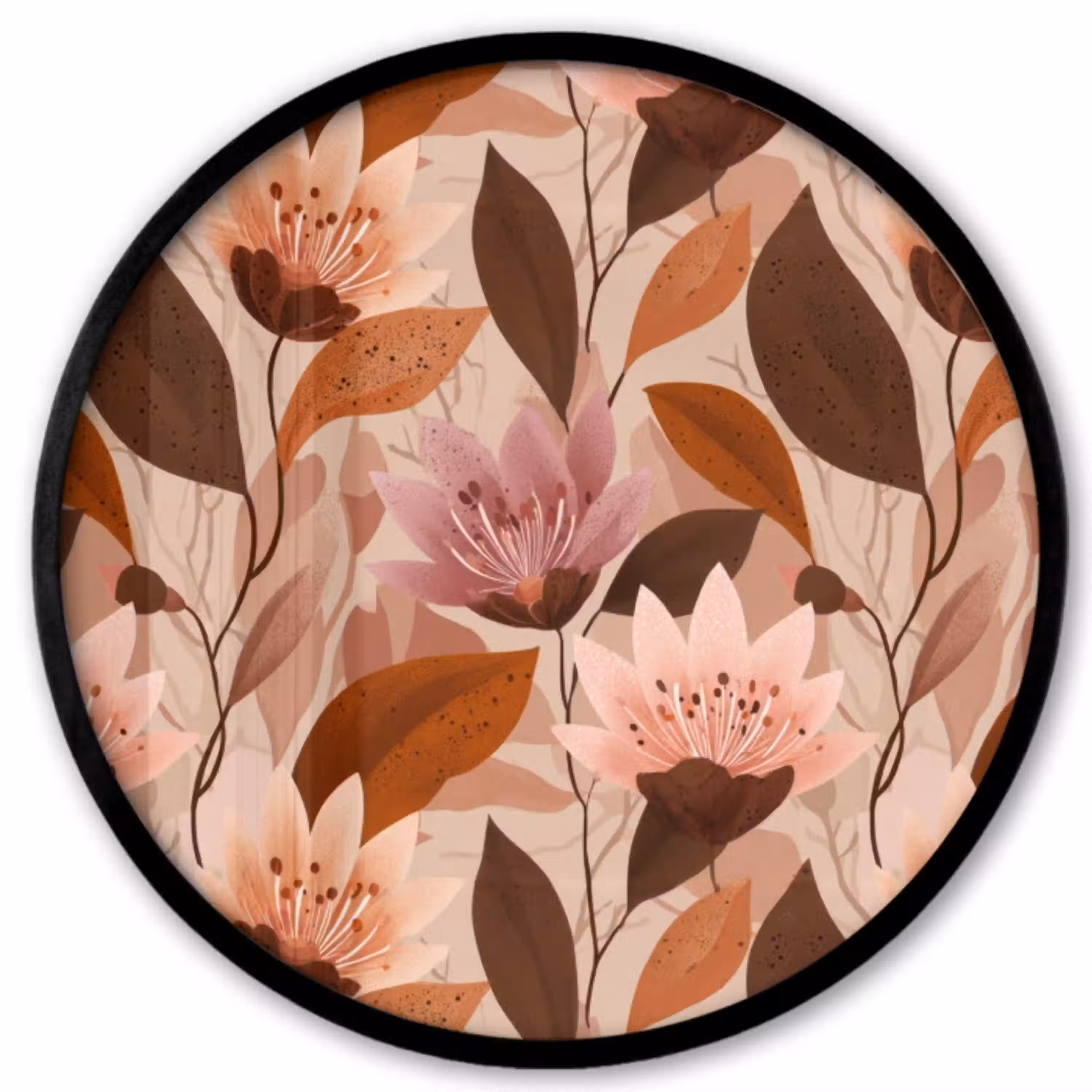 Bloemen - Bladeren - Bruin Fotolijst rond zonder passe partout klein 856 -3d