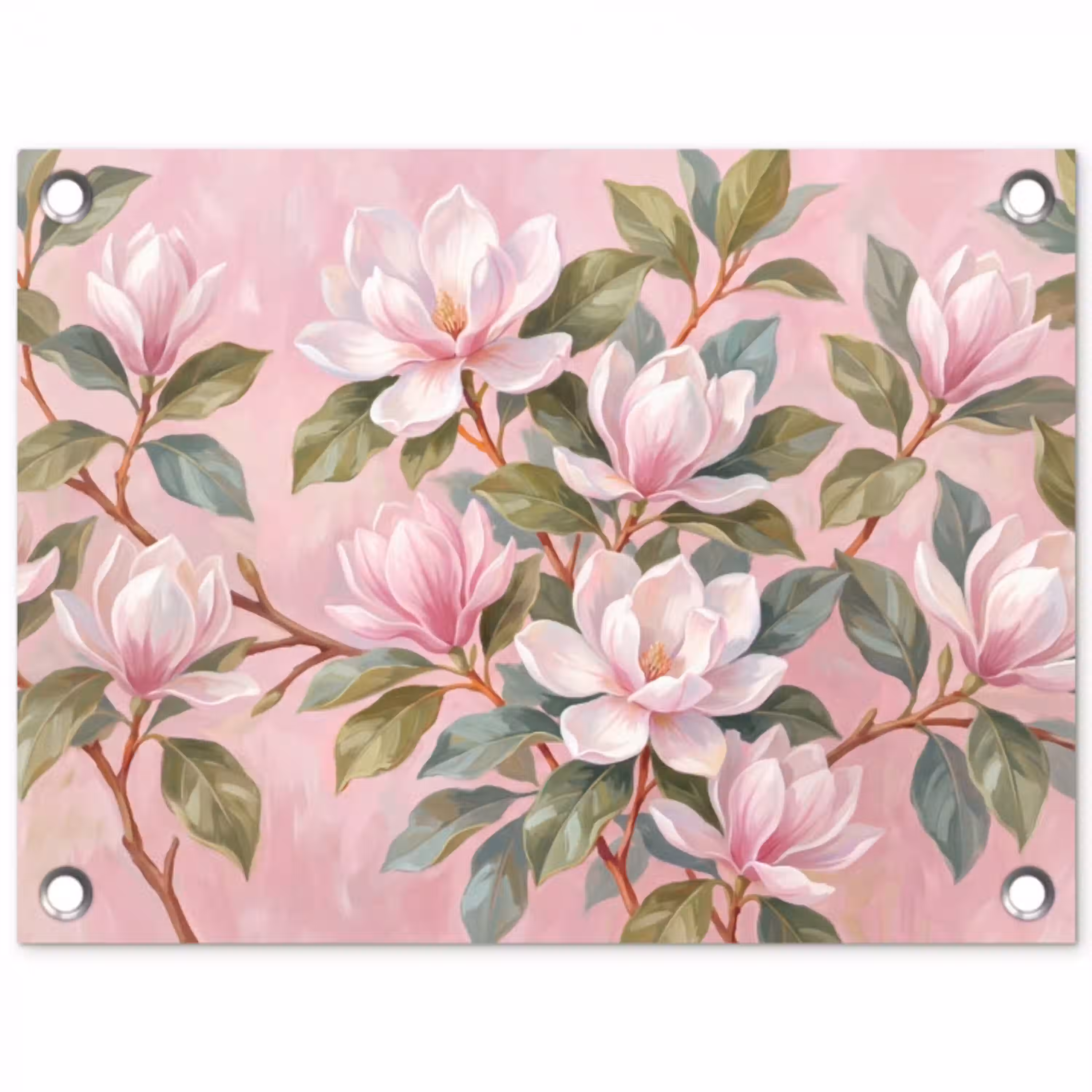 Magnolia's - Patroon - Roze tuinposter los doek klein -3d