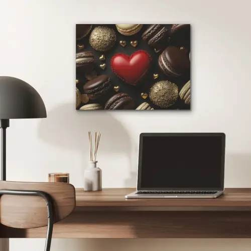 Macarons - Rood - Hart PET vilt klein -sfeer5