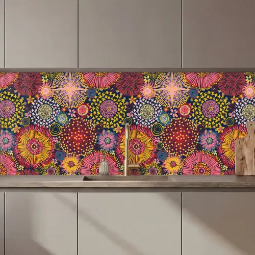Bloemen - Patroon - Lijn keuken achterwand 2 middel 871 zz_3dshopping