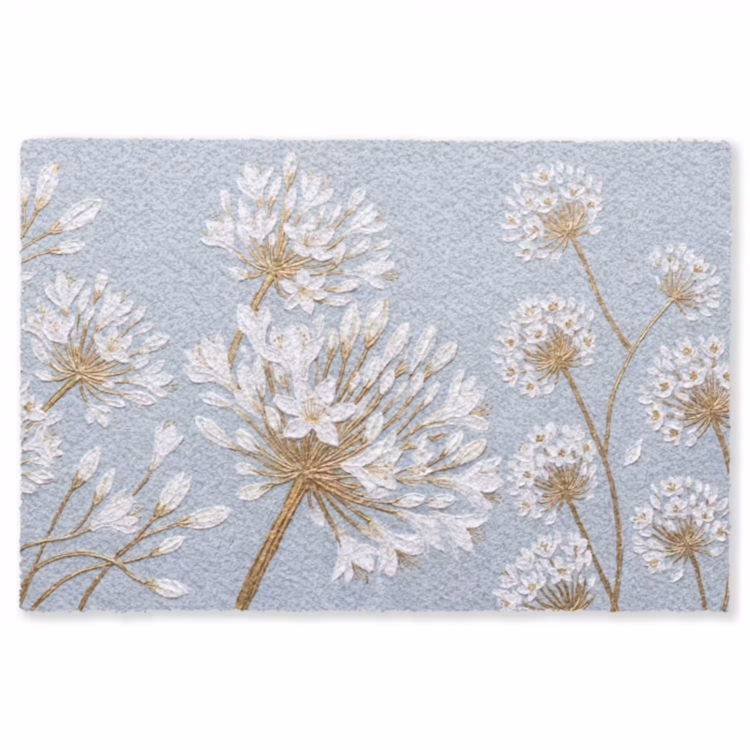 Illustratie - Bloemen - Blauw Vloerkleed Rechthoek klein -3d