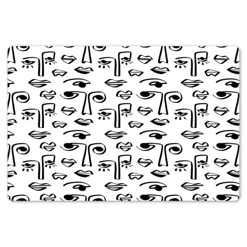Gezicht - Zwart - Lijnen - Artistiek Placemat vinyl groot 368 -zzsfeer1_Kitchenyeah-website