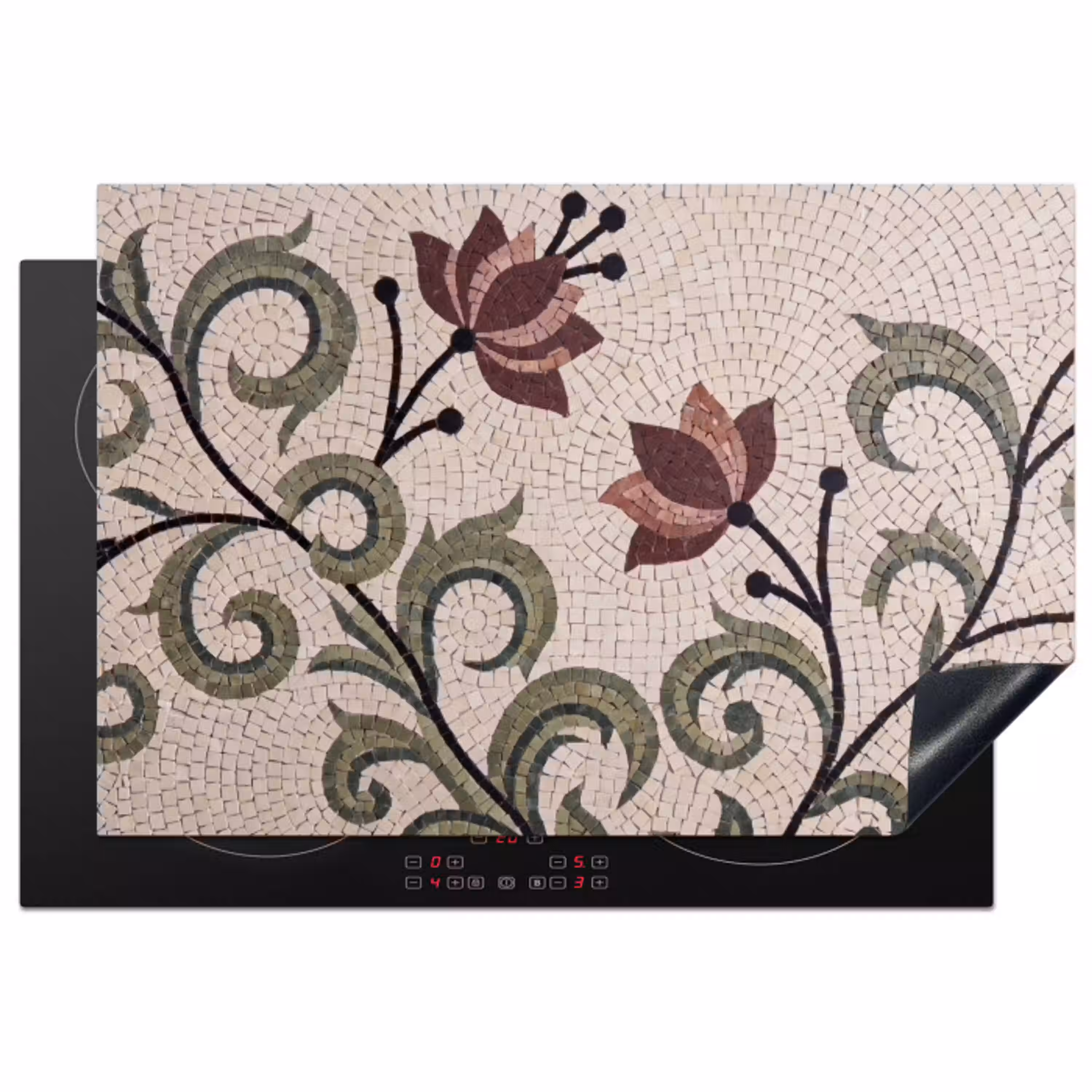 Bloemen - Mozaïek - Patroon - Abstract - Groen Inductie beschermer vinyl 3mm klein -3d