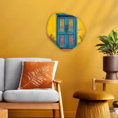 Deuren - Kleurrijk - Planten Wandcirkel Organisch Forex 3mm klein -sfeer4