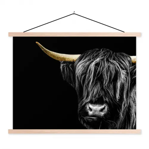 Schotse hooglander - Goud - Vacht - Dieren - Koe textielposter latten blank klein -3d