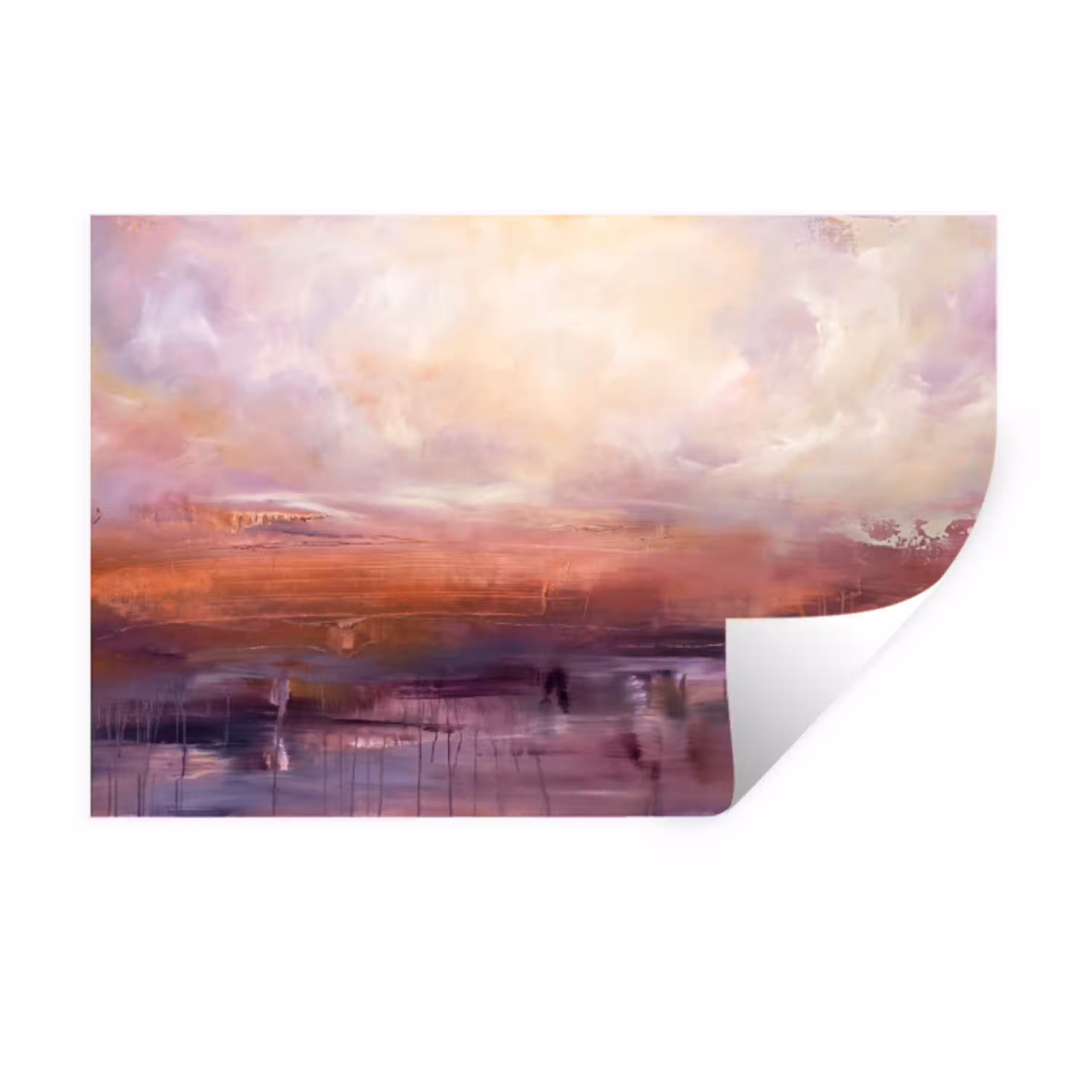 Abstract - Landschap - Modern - Paars - Oranje Muursticker klein -3d