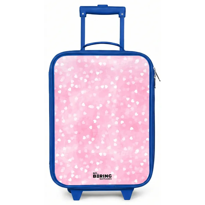 Roze glitter hartjes Kinderkoffer - Blauw klein -zz3dotto