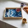 Golven - Blauw - Schuim Dienblad Rechthoek middel -sfeer2