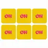 Geel - Roze - Oh - 3D onderzetter kurk middel -3d