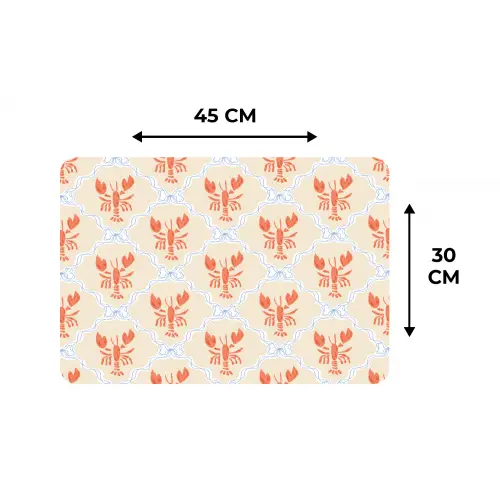 Zee - Kreeft  - Blauw - Geel - Oranje Placemat vinyl groot 368 -specs