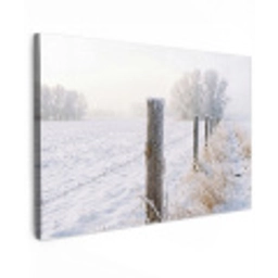 Hek - Sneeuw - Mist - Platteland - Nostalgisch canvas 2cm klein -z3d