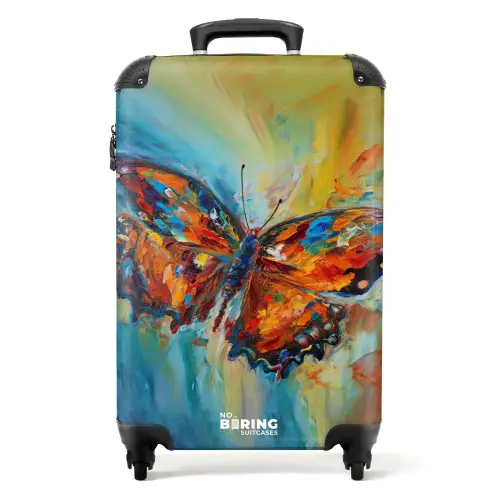 Vlinder als kleurrijk olieverf kunstwerk NBS - Handbagage koffer - Kinderen Unisex middel -productfoto_recht