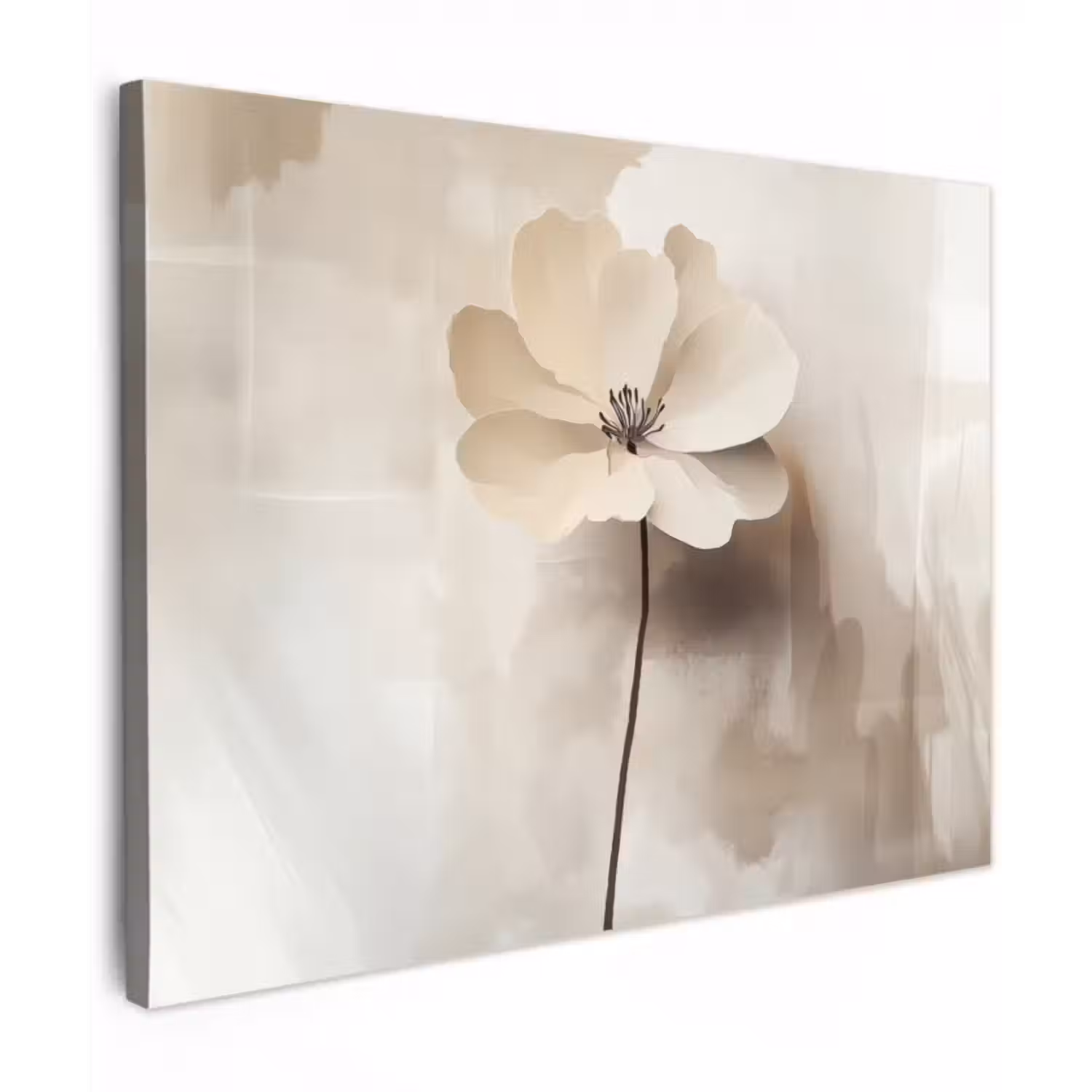 Canvas schilderij - Bloem - Beige - Verf - Schaduw