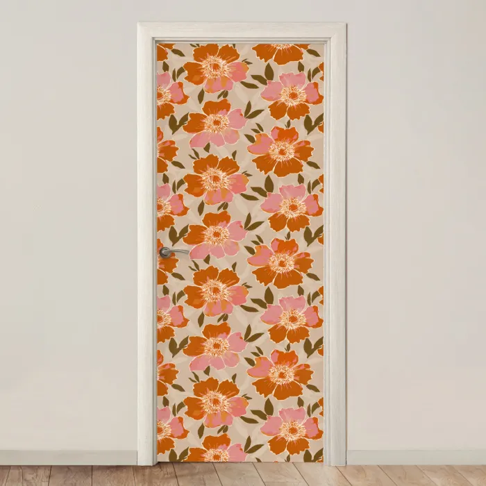 Bloemen - Motief - Retro deurposter klein 289 -3d_beige
