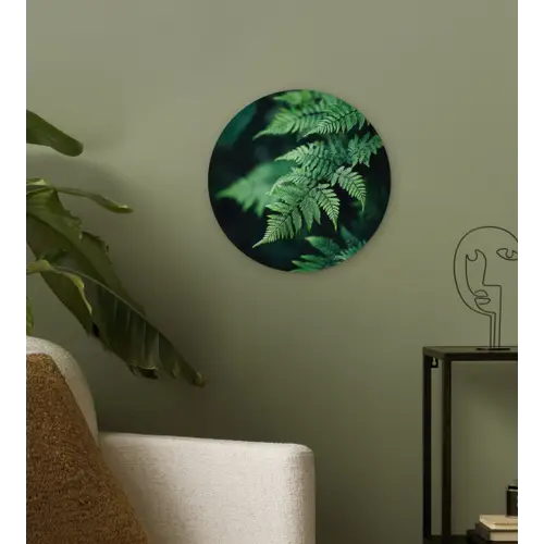 Varenblad - Groen - Structuur - Wazig Wandcirkel plexiglas klein -sfeer3