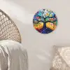 Kunst - Levensboom - Bloemen - Hippie Wandcirkel kunststof plaat 5mm dik klein -sfeer5
