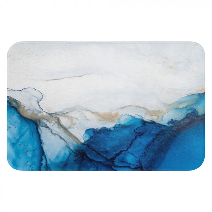 Watercolor - Blauw - Abstract - Kunst - Modern Badmat klein -3d