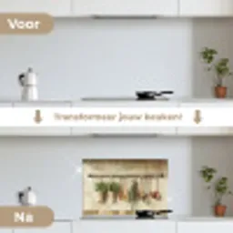 Hout - Keukengerei - Stilleven - Tegels keuken achterwand spatscherm klein -voor_na_NL