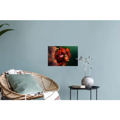 Vrouw - Drankenfruit - Rozen Muursticker klein -plant