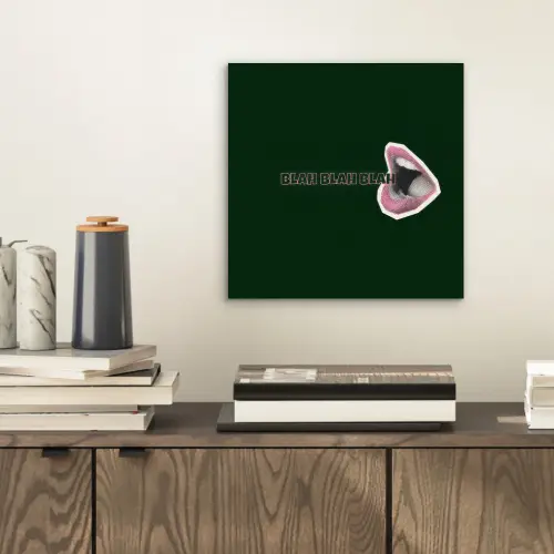 BLAH BLAH BLAH - Mond - Groen aluminium wit klein -sfeer1
