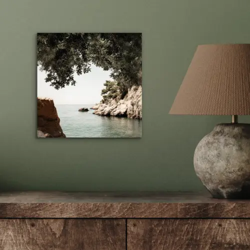 Rotsen - Zee - Boom - Groen aluminium wit klein -sfeer2
