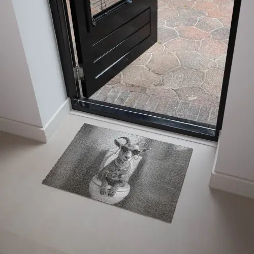 Geit - Telefoon - Toilet - Zwart - Wit Deurmat klein -sfeer5