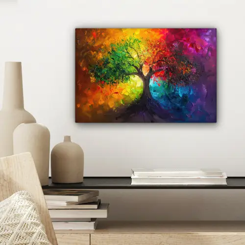 Boom - Kleurrijk - Modern - Abstract canvas 2cm klein -sfeer6
