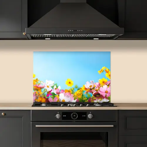 Bloemen - Kleurrijk - Blauw - Natuur keuken achterwand spatscherm klein -sfeer1