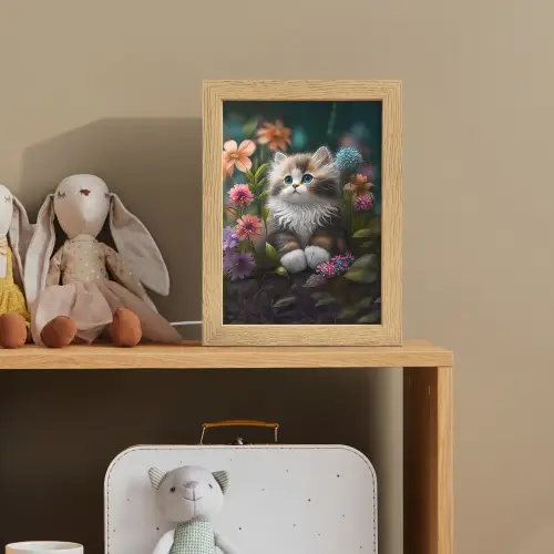 Kitten - Illustratie - Bloemen - Natuur - Kat Light Box met kabel klein -sfeer2_kind