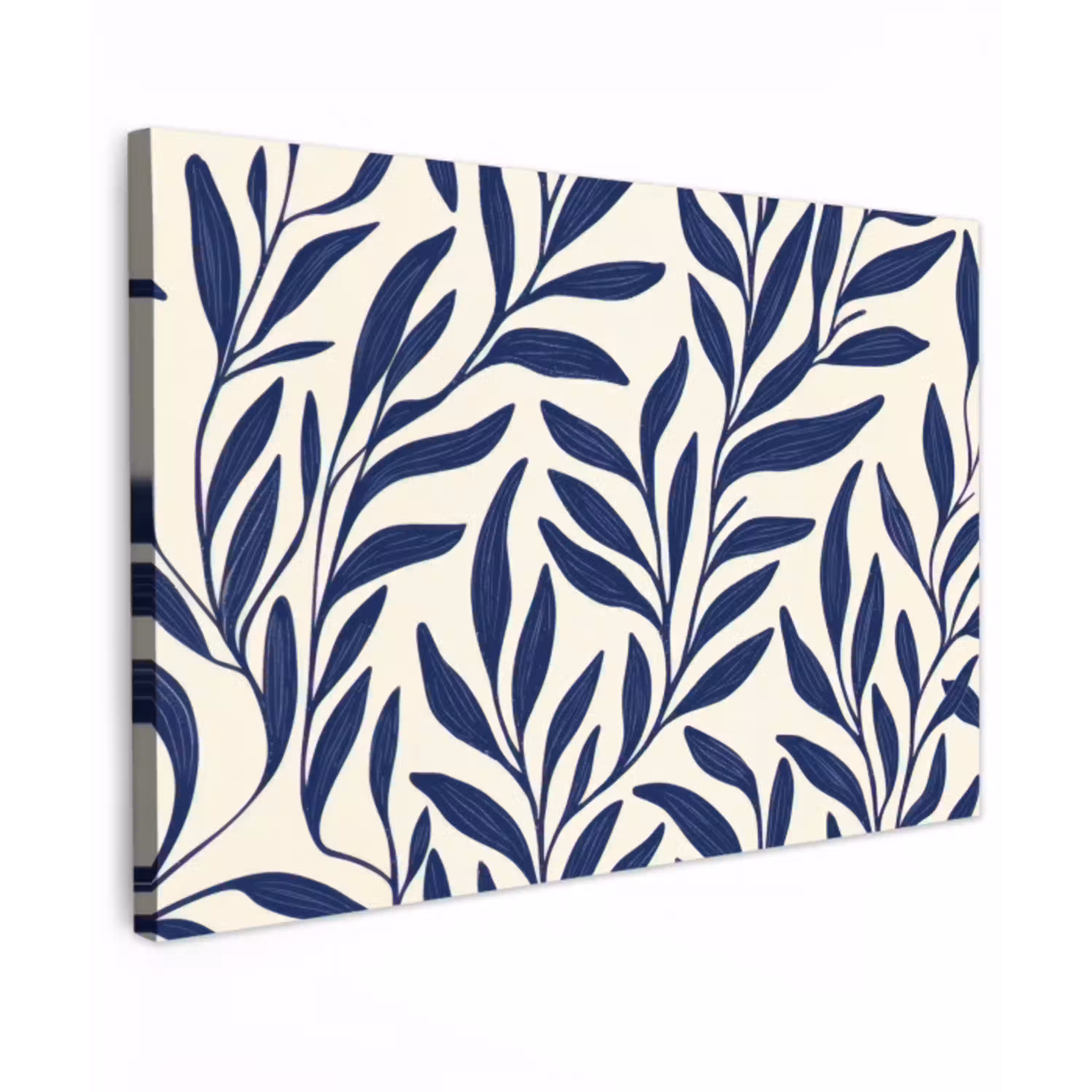 Bladeren - Klimop - Donkerblauw canvas 2cm klein -z3d