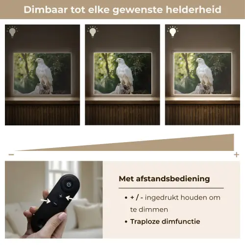 Arend - Hout - Wit - Planten Light Box met batterij (Wandlamp) middel -USP_dimbaarNL