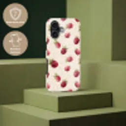 Framboos - Stippen - Rood Toughcase MagSafe Apple iPhone 17 klein 1017 -USP_PrintM_NL