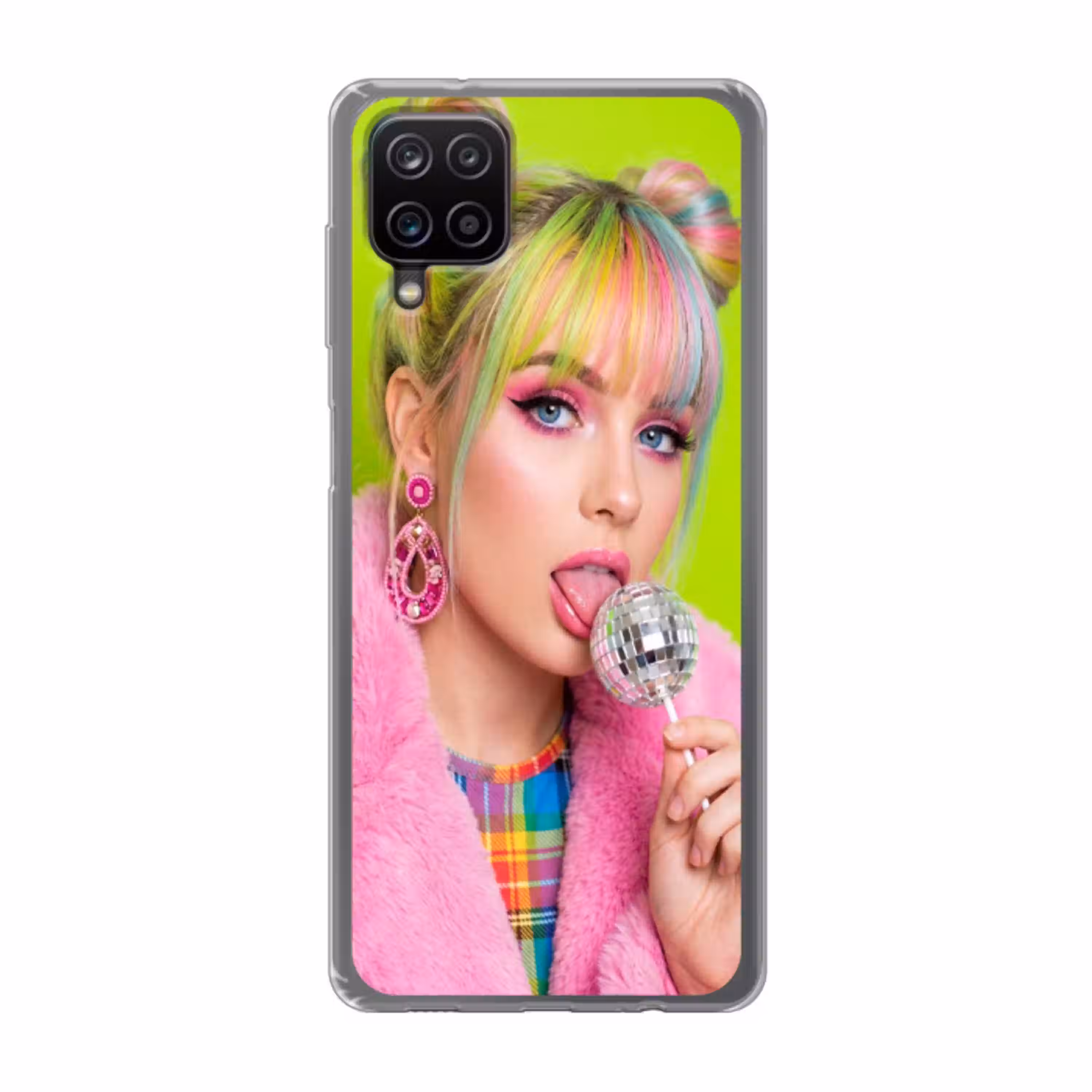 Vrouw - Kleurrijk haar - Pop art - Modern - Levendig Telefoonhoesje Samsung Galaxy A12 klein -3d