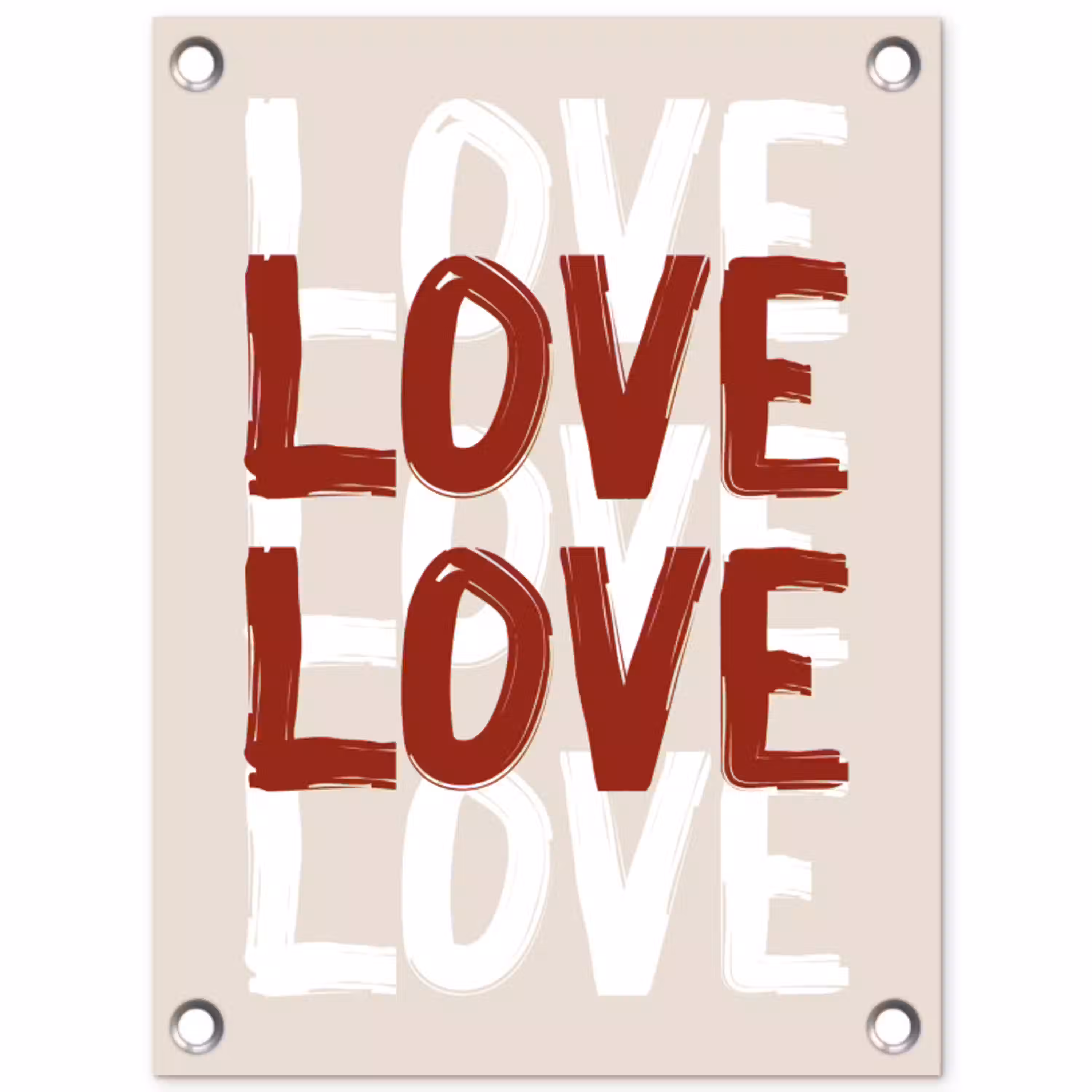 Love - Rood - Tekst tuinposter los doek klein -3d