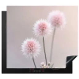 Bloemen - Bollen - Roze Inductie beschermer vinyl 3mm middel -3d