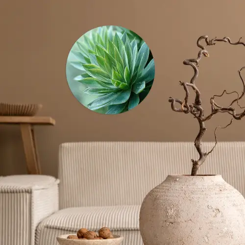 Blad - Plant - Groen - Textuur Wandcirkel behangsticker klein -sfeer1