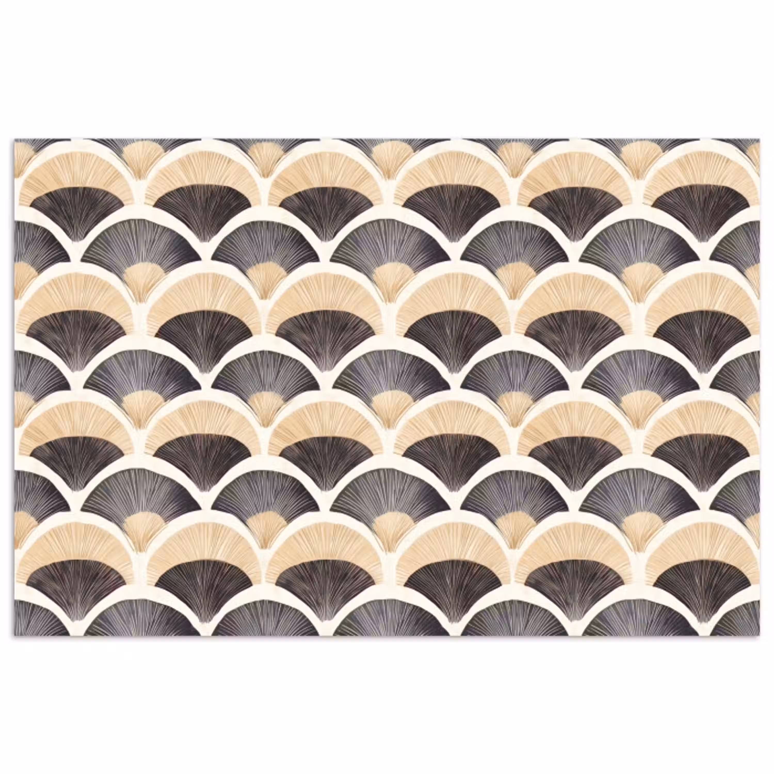 Waaier - Patroon - Zwart - Beige poster papier klein 62 -3d