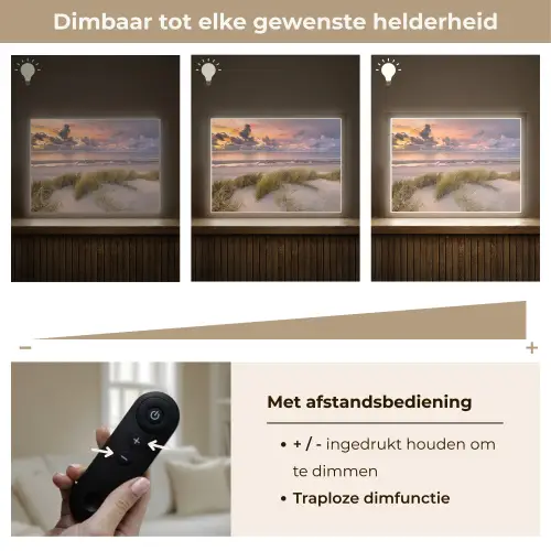 Zonsondergang - Duin - Strand - Planten - Zee Light Box met batterij (Wandlamp) middel -USP_dimbaarNL