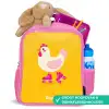 Kip - Rolschaatsen - Geel Kinderrugzak - Roze middel -inhoud_NL
