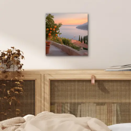 Middelandse zee - Sinaasappel - Heuvels - Zee aluminium wit klein -sfeer3